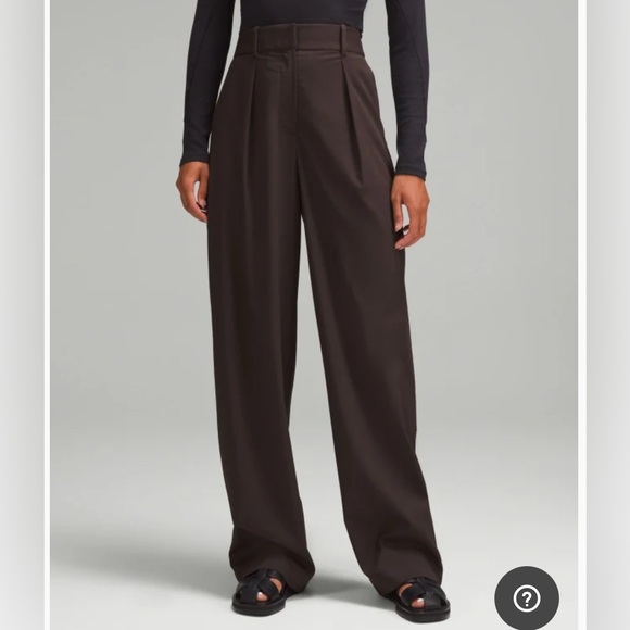 Lululemon Espresso Pleated High Rise Wide Leg Trouser pants